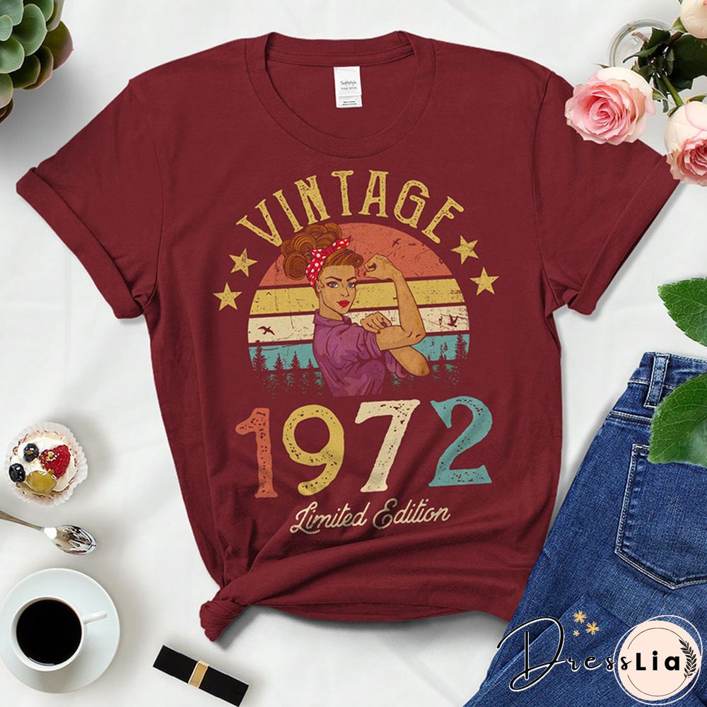 Vintage Retro 1972 Limited Edition Summer Fashion Outfits Women T Shirts 50th 50 Years Old Birthday Party Ladies Clothes Tshirt