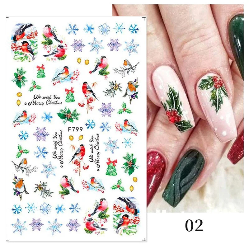 3D Christmas Nail Art Decoration Stickers Halloween Pumpkin Skull Geometry Snowflake Winter Design Slider Nail Foils Manicures-Nail Inspo