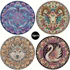4Pcs Wooden Animals Abstract DIY Diamond Painting Placemats with Holder