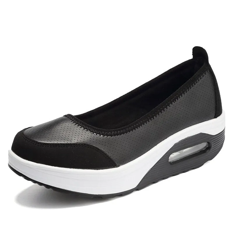 2021 Women Sneakers Flats Loafers Sweet Shallow Comfort Moccasins Slip-on PU Platform Ballet Ladies Vulcanized Shoes New