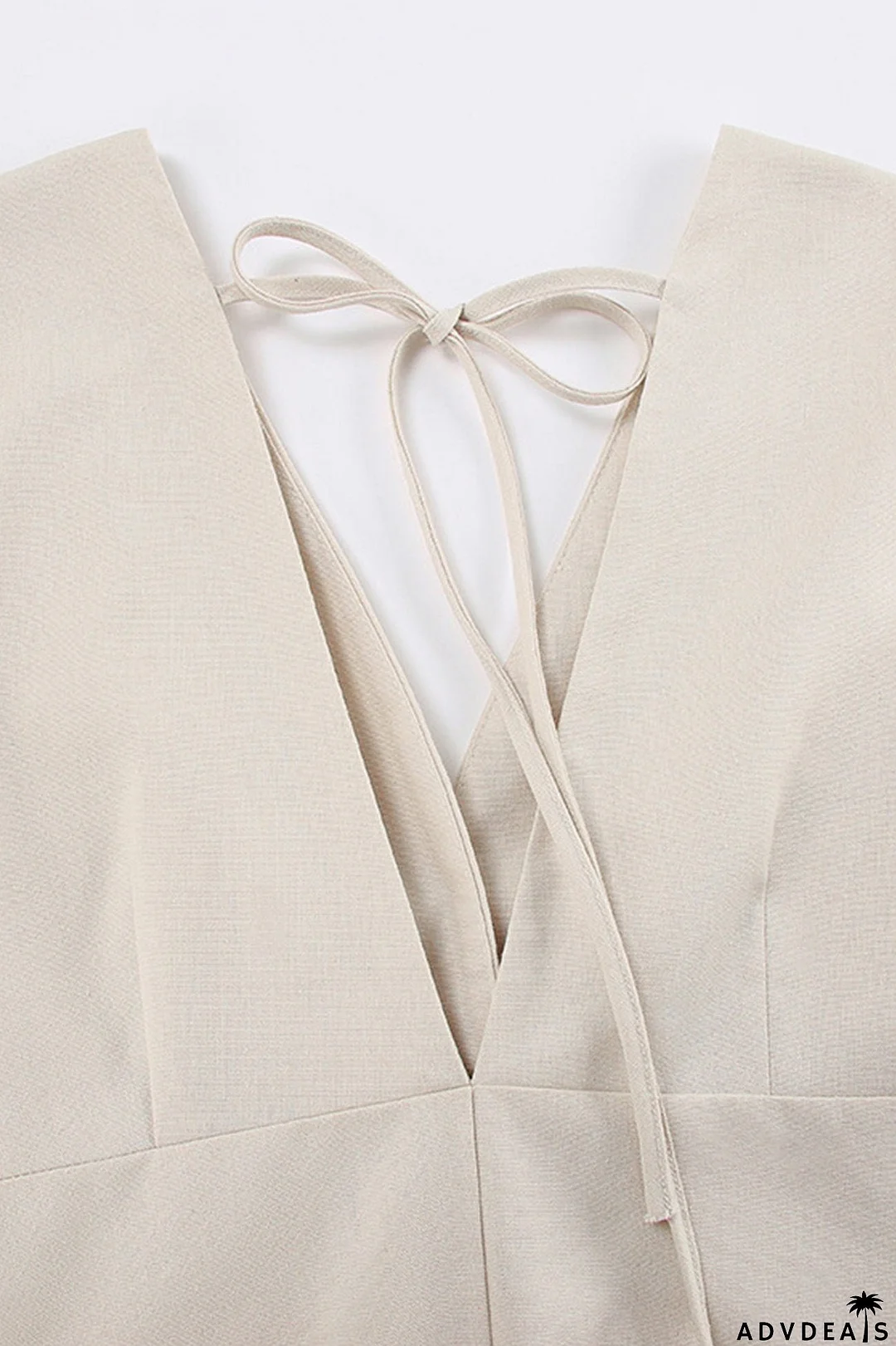 V Neck Single-breasted Cotton Linen A-line Dress