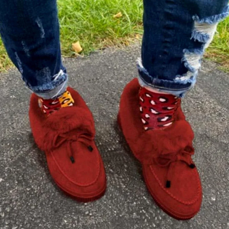 Women Shoes Winter 2021 Size 43 Boots Fashion Bow Warm Plush Snow Boots Women Platform Shoes Flat Ankle Boots Zapatos Mujer