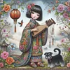 Japanese Geisha-11CT Stamped Cross Stitch 40*40cm
