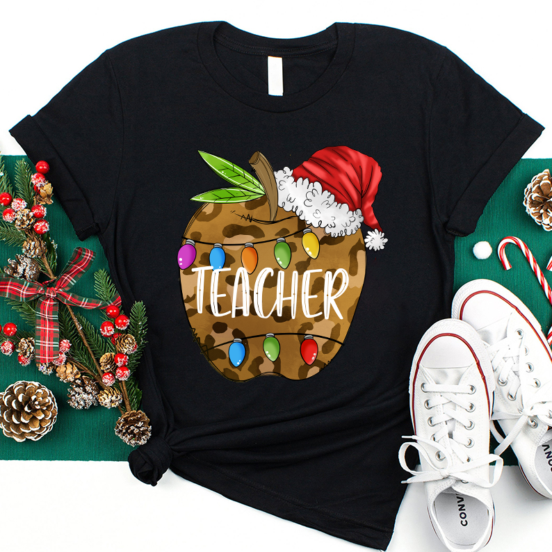 Christmas Apple Teacher T-Shirt
