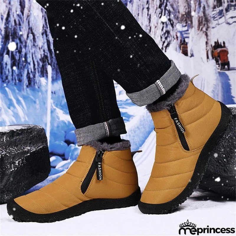 Double Zip Plush Lined Outdoor Ankle Snow Boots for Men