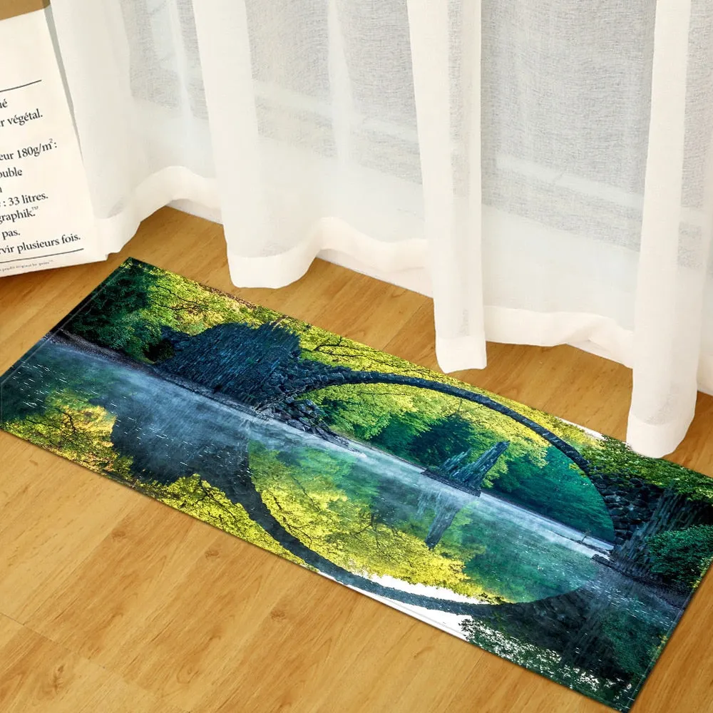 Kitchen Carpet Home Bedroom Entrance Doormat Hallway Balcony  Floor Mat Landscape Pattern Bathroom Non-Slip Water Absorption Rug
