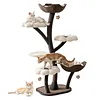 [US Local Warehouse] 59In Flower Shaped Cats Tree with Scratching Posts Unique Nest Jumping Platform Tower Dtachable Multi Level Pets Furniture for Large & Multi-Cat Homes