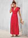 High Waist Polka Dot Maxi Dress