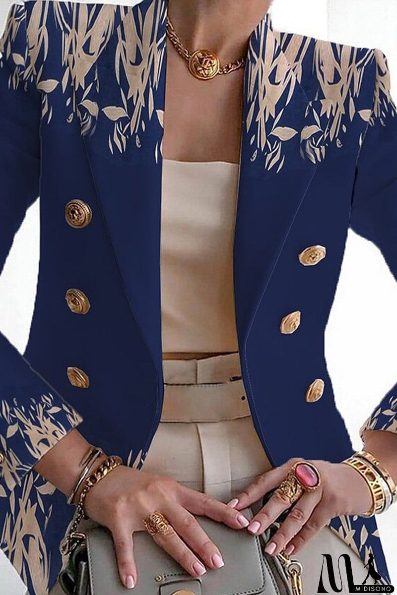 MidiSono - Casual Print Patchwork Cardigan Turn-back Collar Outerwear