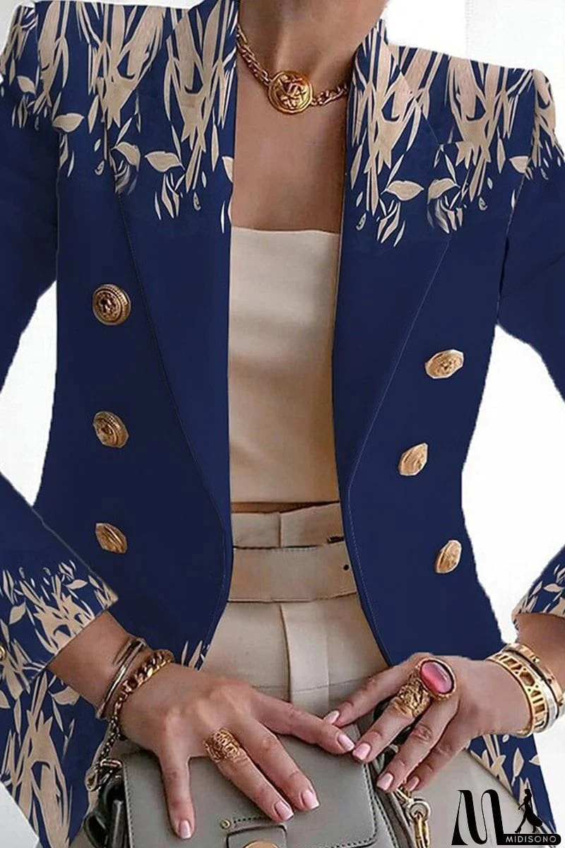 MidiSono - Casual Print Patchwork Cardigan Turn-back Collar Outerwear