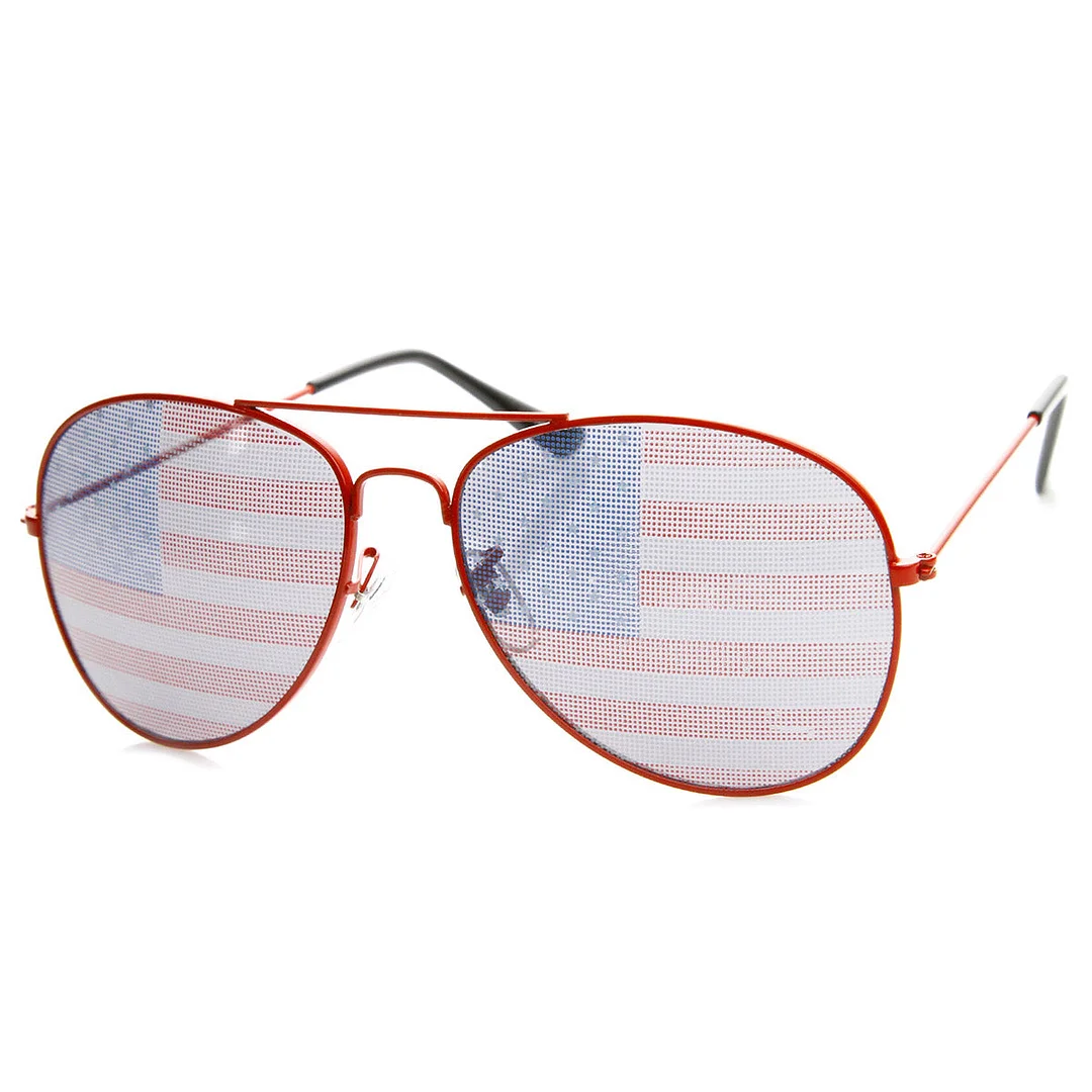 American Flag USA Classic Teardrop Metal Aviator glasses
