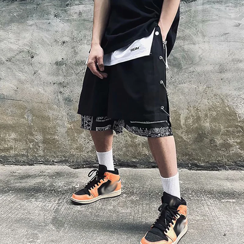 Techwear Paisley Men Shorts Techwear Shop