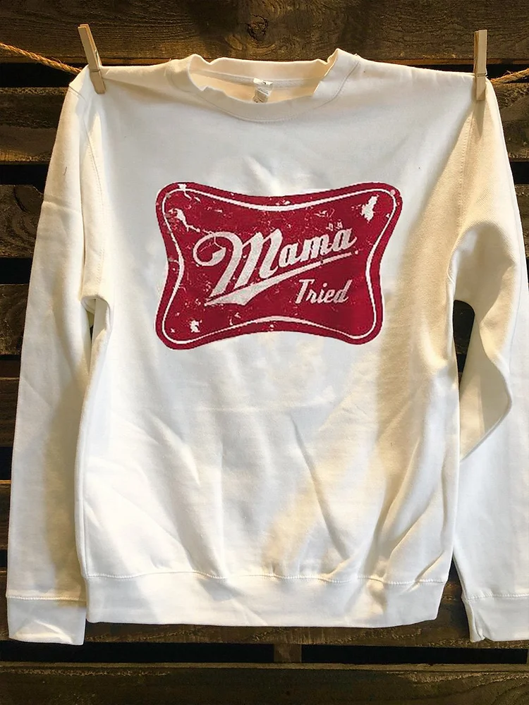 Bestdealfriday Mama Tired Cotton Blend Casual Long Sleeve Woman Sweatshirt