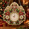 Acrylic Special Shape Xmas Cross Wreath Diamond Pearl Painting Clock Handicraft Hanging Kit