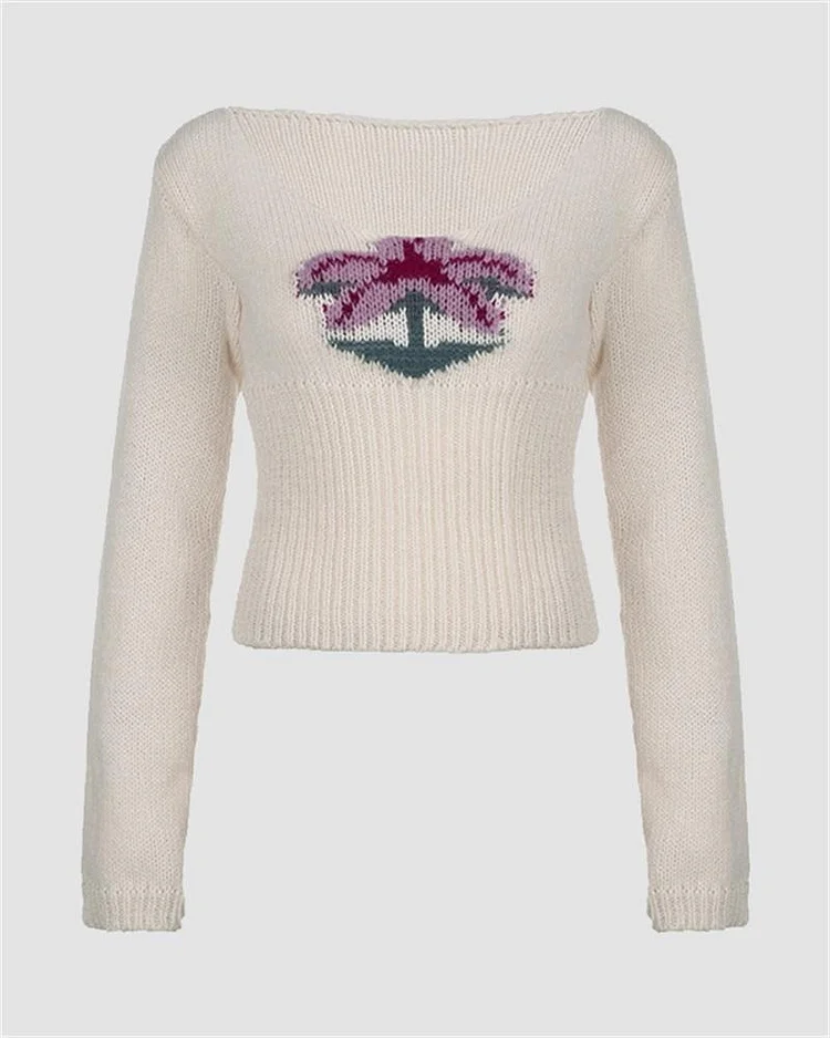 Coconut Jacquard Pullover Sweater