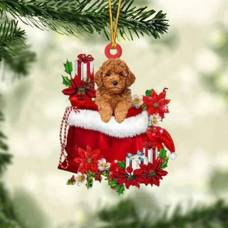 VigorDaily Poodle In Gift Bag Christmas Ornament GB068