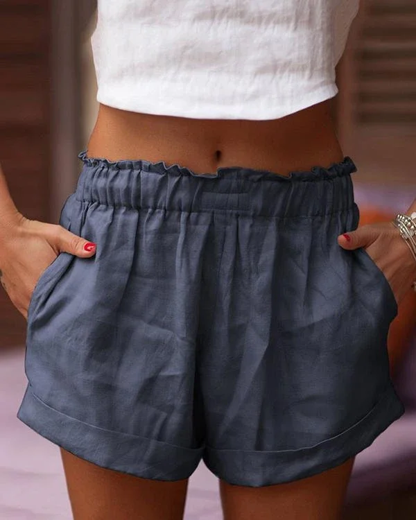 summer shorts pockets elastic waist casual shorts p113164