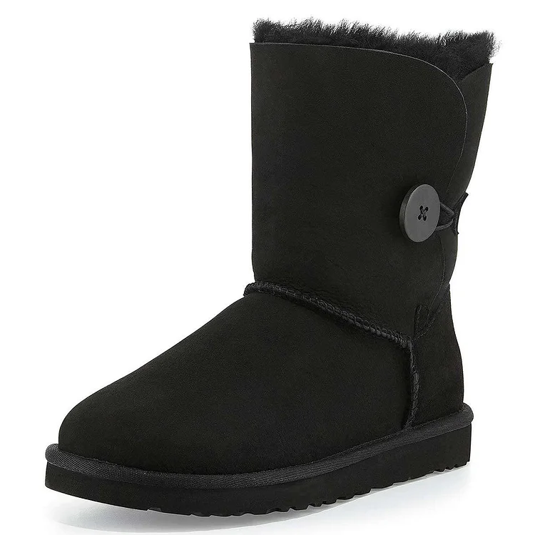 Black Vegan Suede Flat Winter Boots |FSJ Shoes