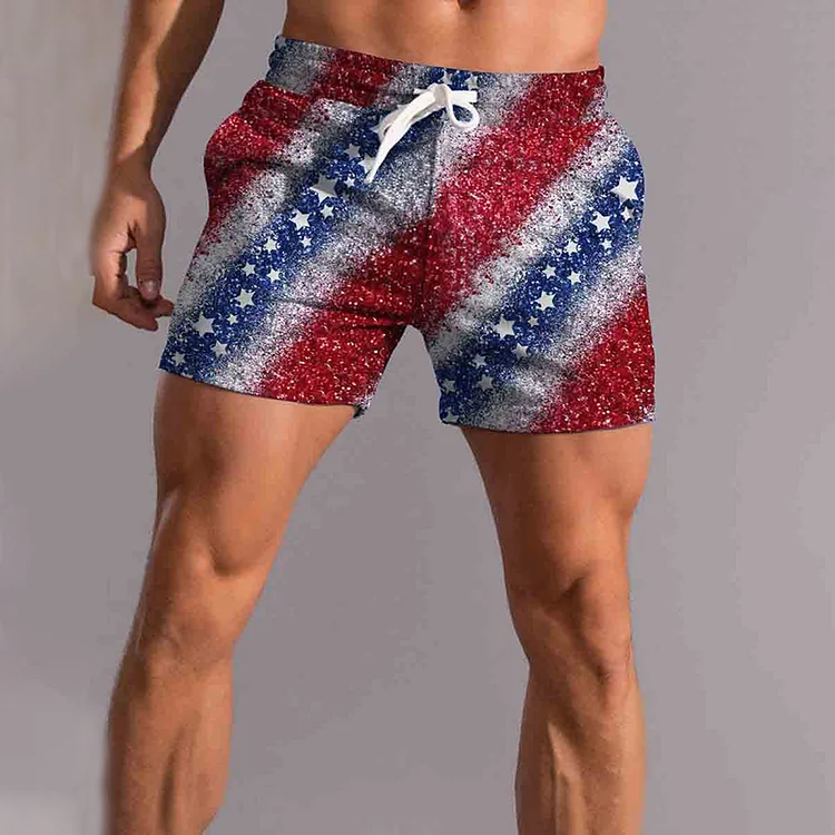 Men's Usa Flag Independence Beach Shorts