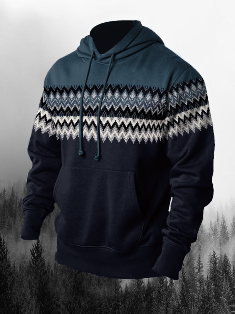 Loose Geo Print Men's Hoodie