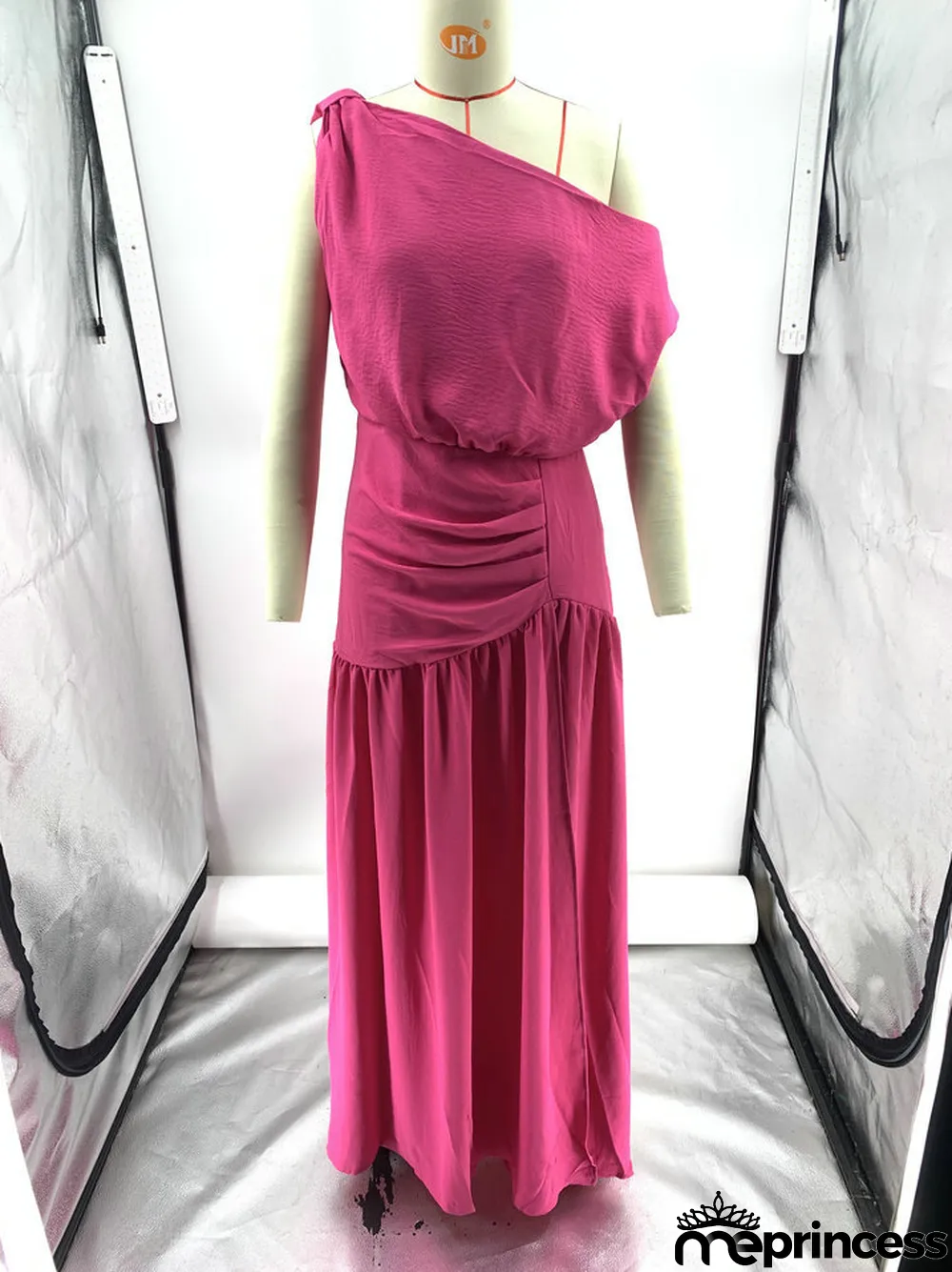 Solid Sexy Slash Shoulder Off-Shoulder Slim Waist Slit Gown Dress