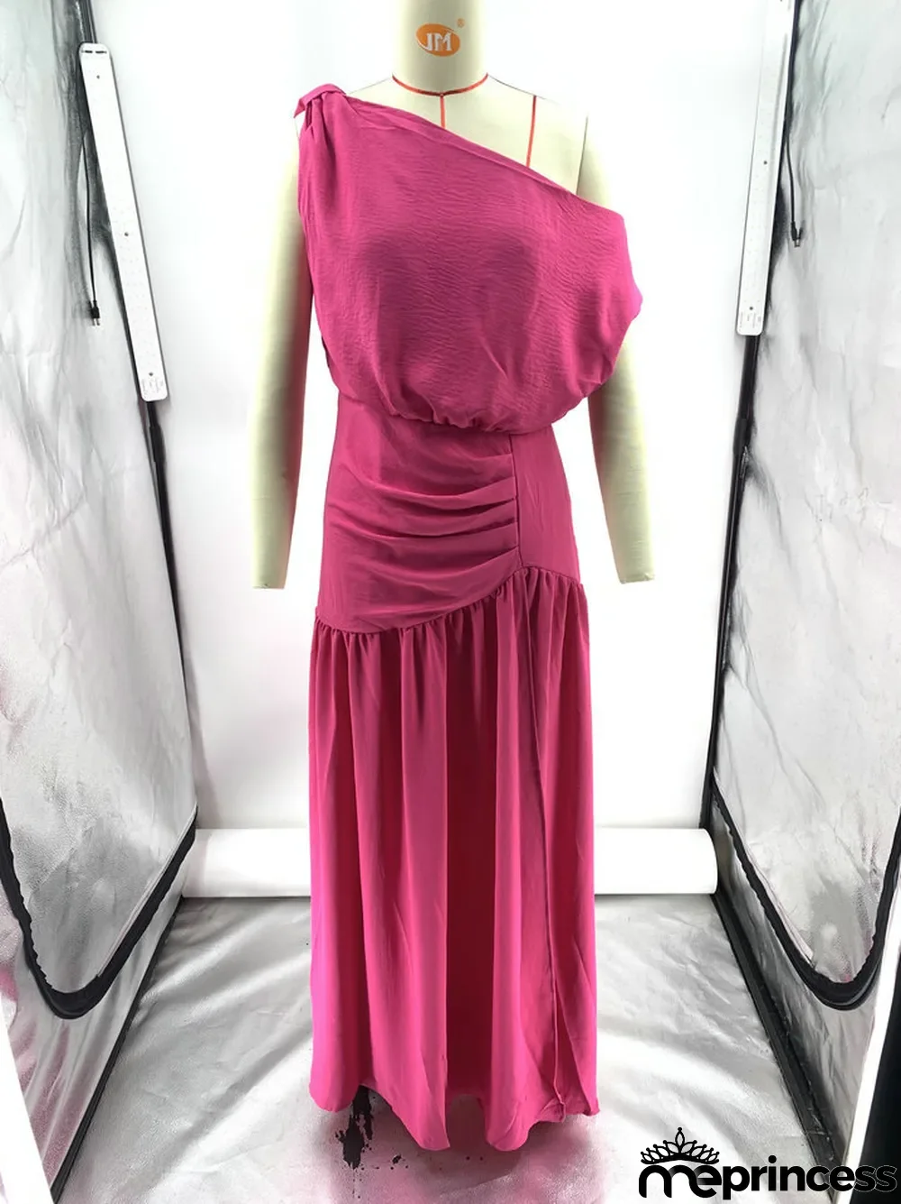 Solid Sexy Slash Shoulder Off-Shoulder Slim Waist Slit Gown Dress