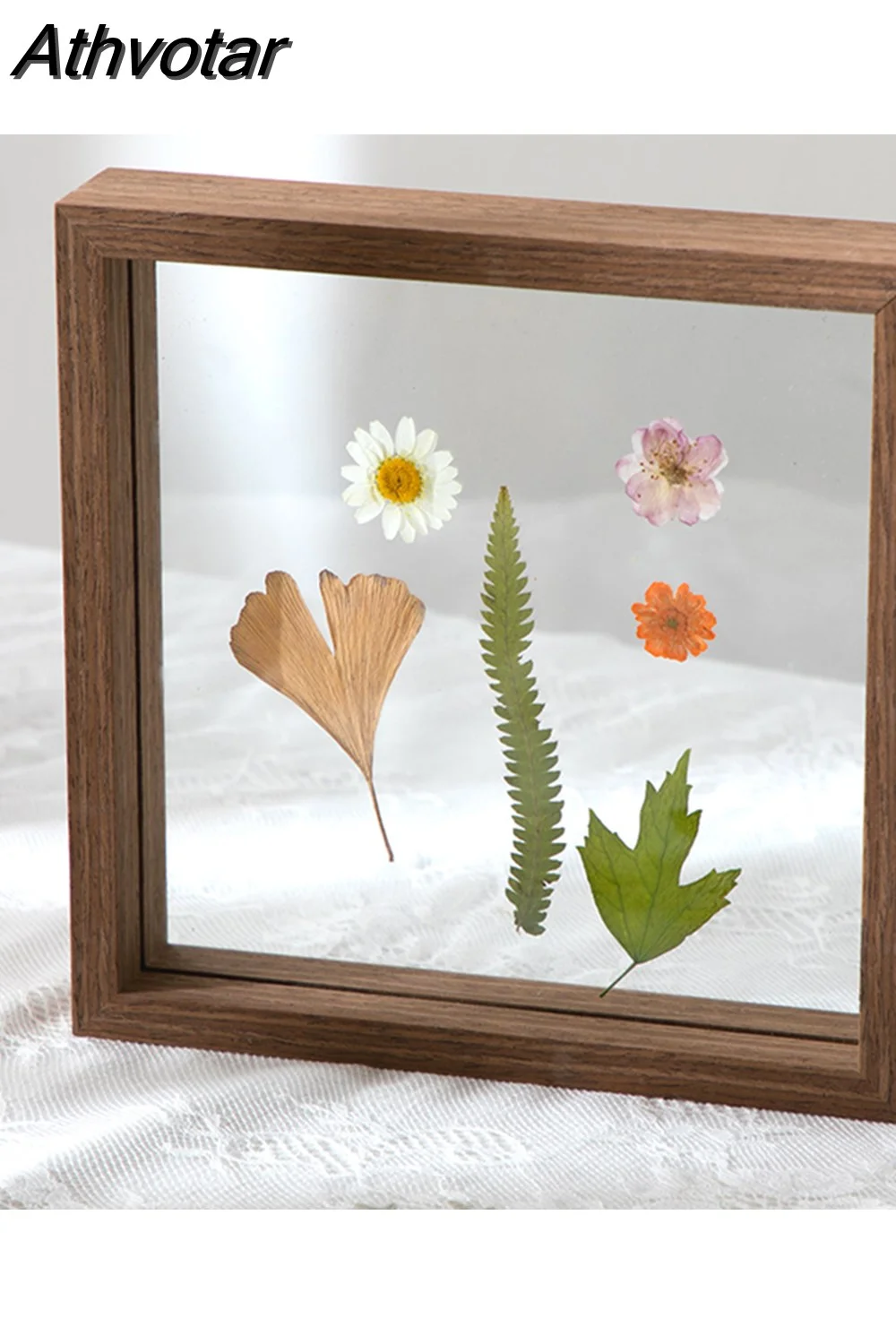 Athvotar Picture Photo Frames Table Display Double Side Pressed Flower Frames Plant Specimen Herbarium Clip Double Glass Frame