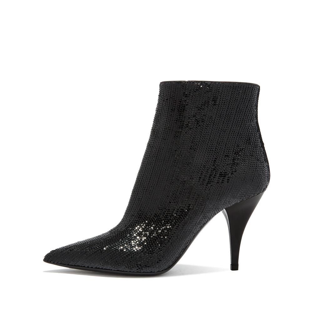 Black Fish Scale Fashion Boots Stiletto Heel Ankle Boots|FSJshoes