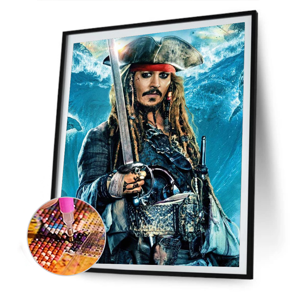 

(Multi-Size) Captain Pirate - Round/Square Drill Diamond Painting, Round diamond 40*50cm, 501 Original