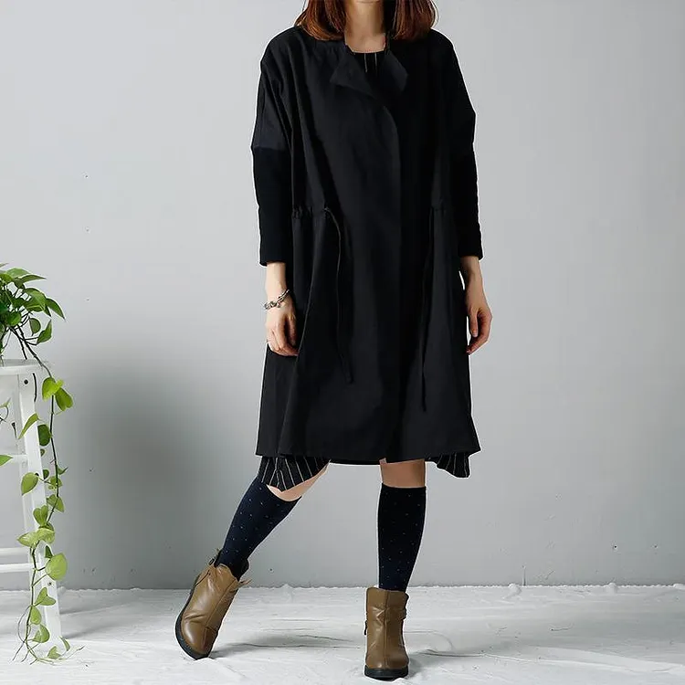 Plus size winter coat black trench cardigans hoodied