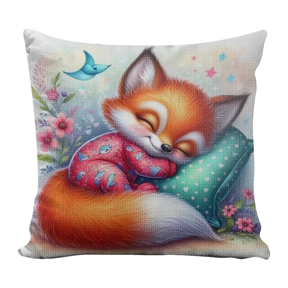 11CT Stamped Cross Stitch Pillowcase - Sleeping Fox(Canvas|45*45CM)