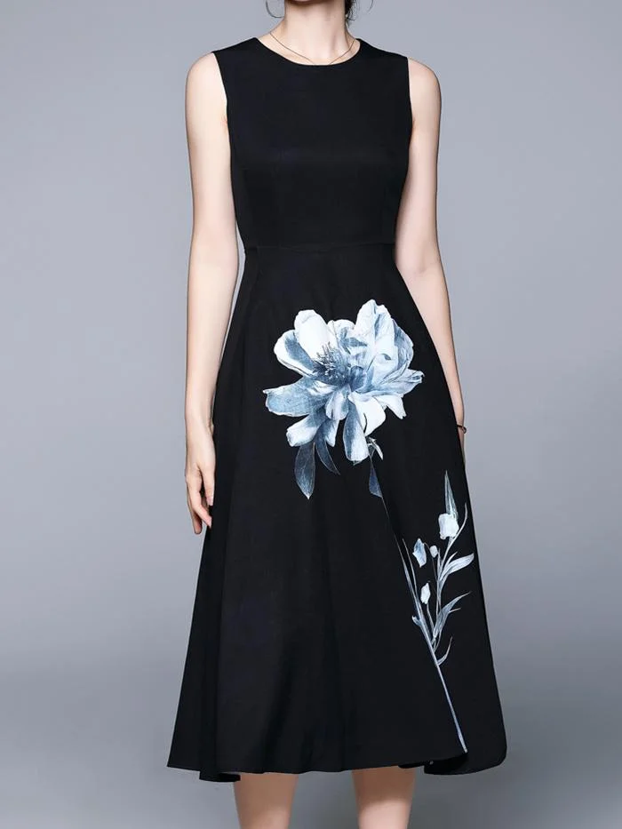 Fashion Round Neck Sleeveless Vest Dress