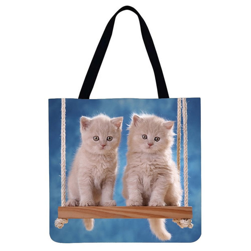 Linen Tote Bag - Two Cats