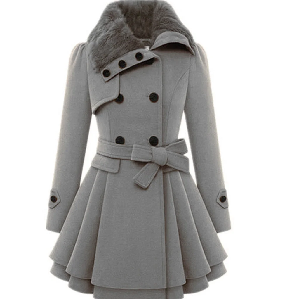 Winter Warm Women Coat Jacket Windbreaker Outwear Button Closure Asymmetrical Hem Cloak Coat Oversize Fleece Jacket Sashes 2020