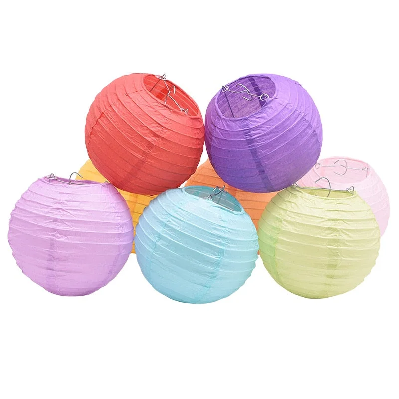 1Pc 4-12inch Round Chinese Paper Lanterns Hanging Lantern Ball for Wedding Birthday Party Decoration Supplies Baby Shower Favors