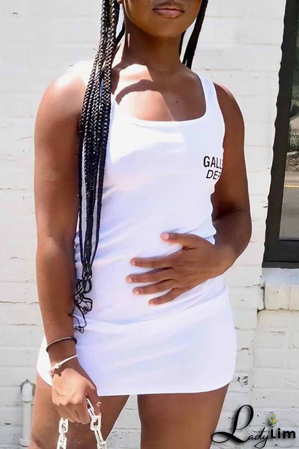 Grey Street Print Letter U Neck One Step Skirt Dresses