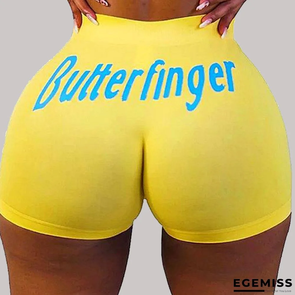 Yellow and blue Elastic Fly Low Print Straight shorts Bottoms | EGEMISS