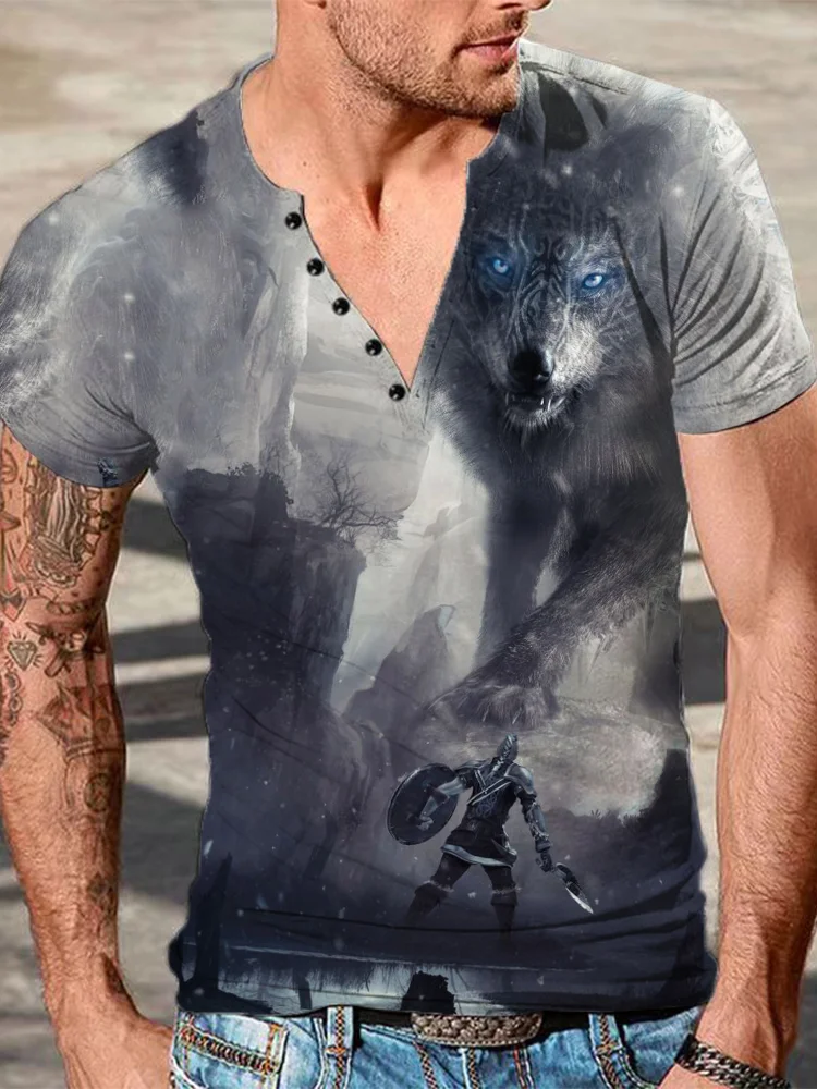 Men's Viking Wolf Short Sleeve Casual T Shirt