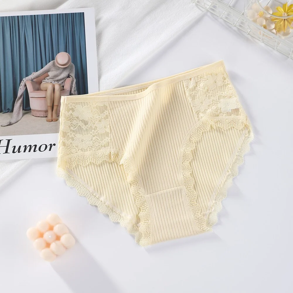 Cotton Panties Women Comfortable Underwear Sexy High-Rise Lace Underpants Female Lingerie Big Size Ladies Briefs Underwears 3XL