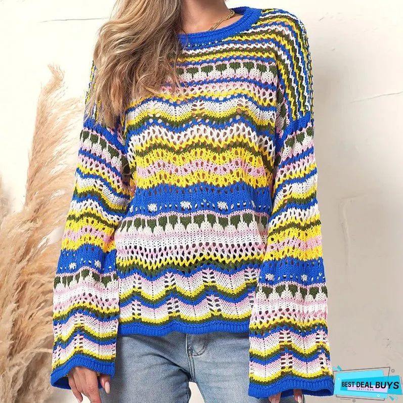Colourful Striped Knit Sweater