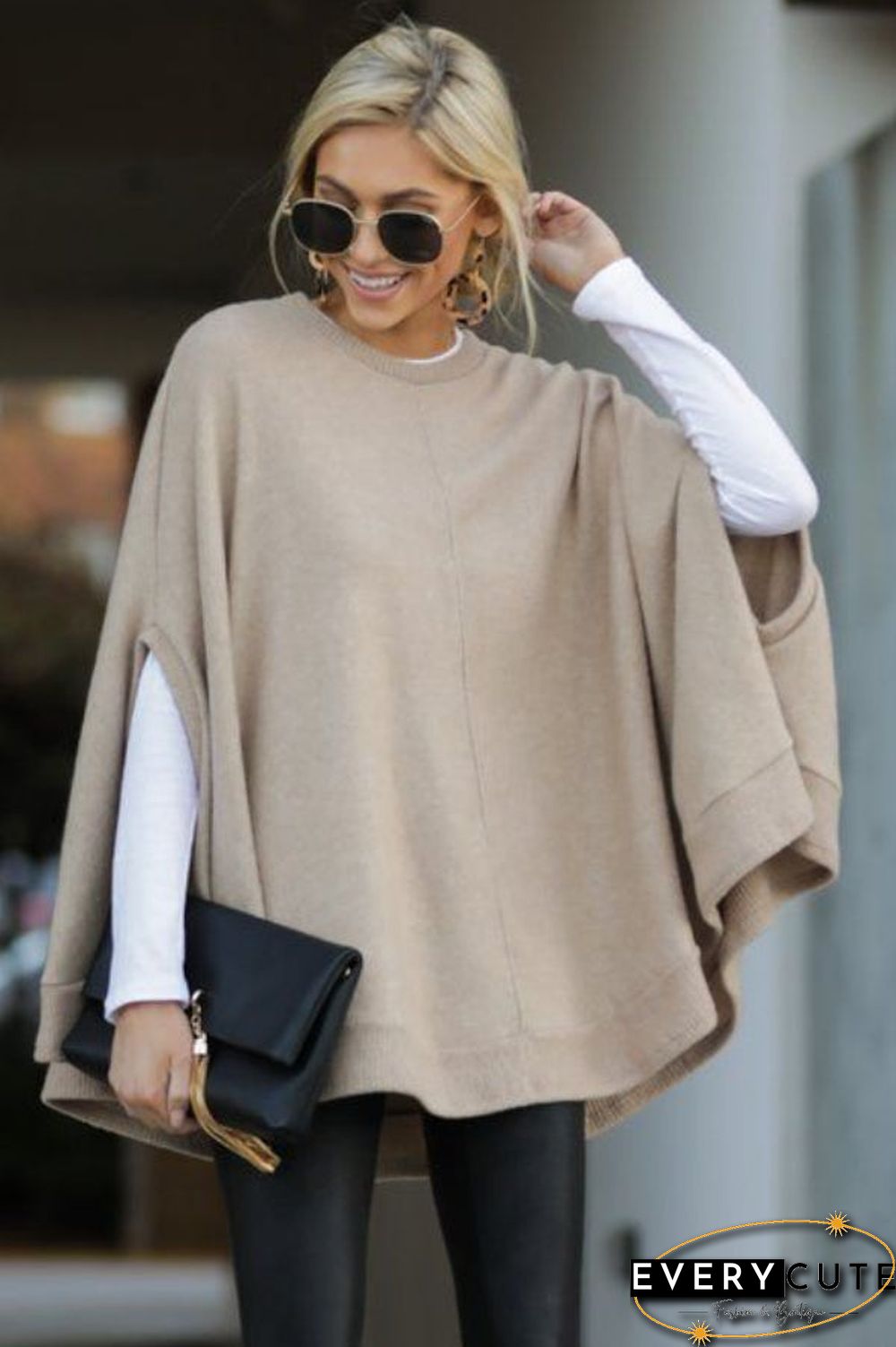 Casual Round Collar Cloak Top