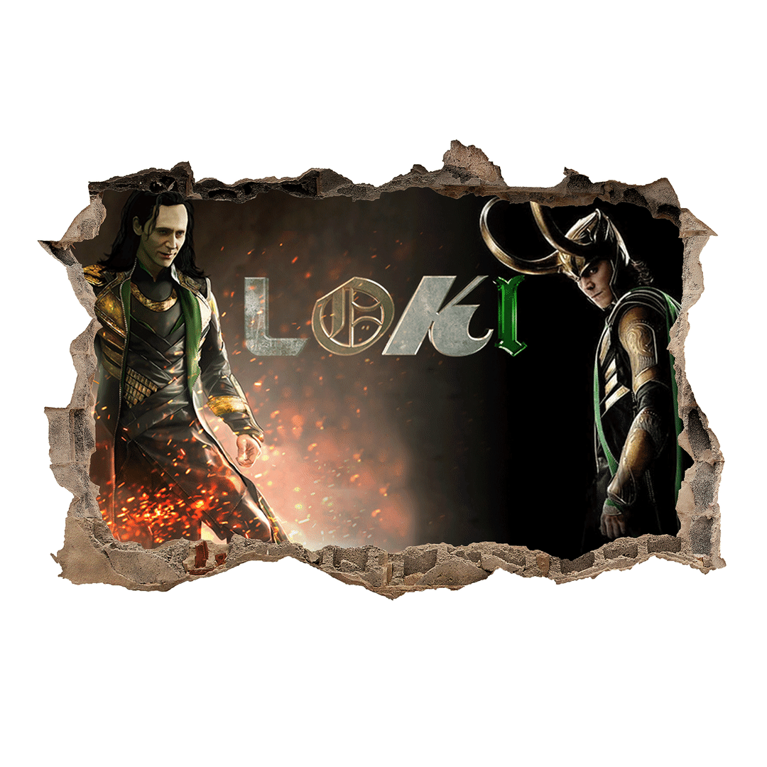 Loki Wall Sticker Smashed Wall Decal Kids Adults Bedroom Living Room Decoration