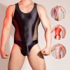 Men's Sexy Sleeveless Transparent Shiny High Elasticity Breathable Body Shaping Jumpsuit
