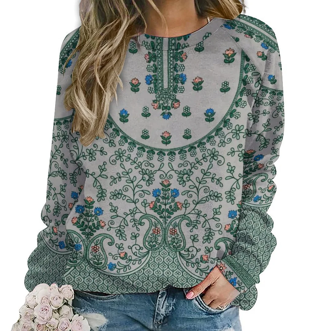 Style & Comfort for Mature Women Printed Long Sleeve Casual Sweatshirt for  Women and Men Unisex Pattern Green, Vintage