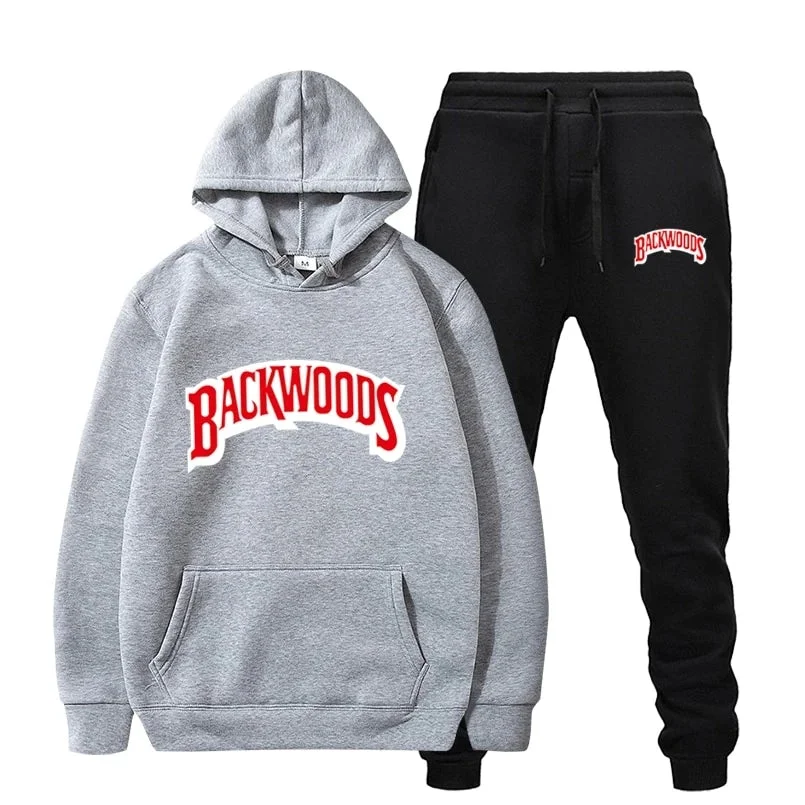 Streetwear Backwoods Hoodie set Tracksuit Men Thermal Sportswear Sets ...