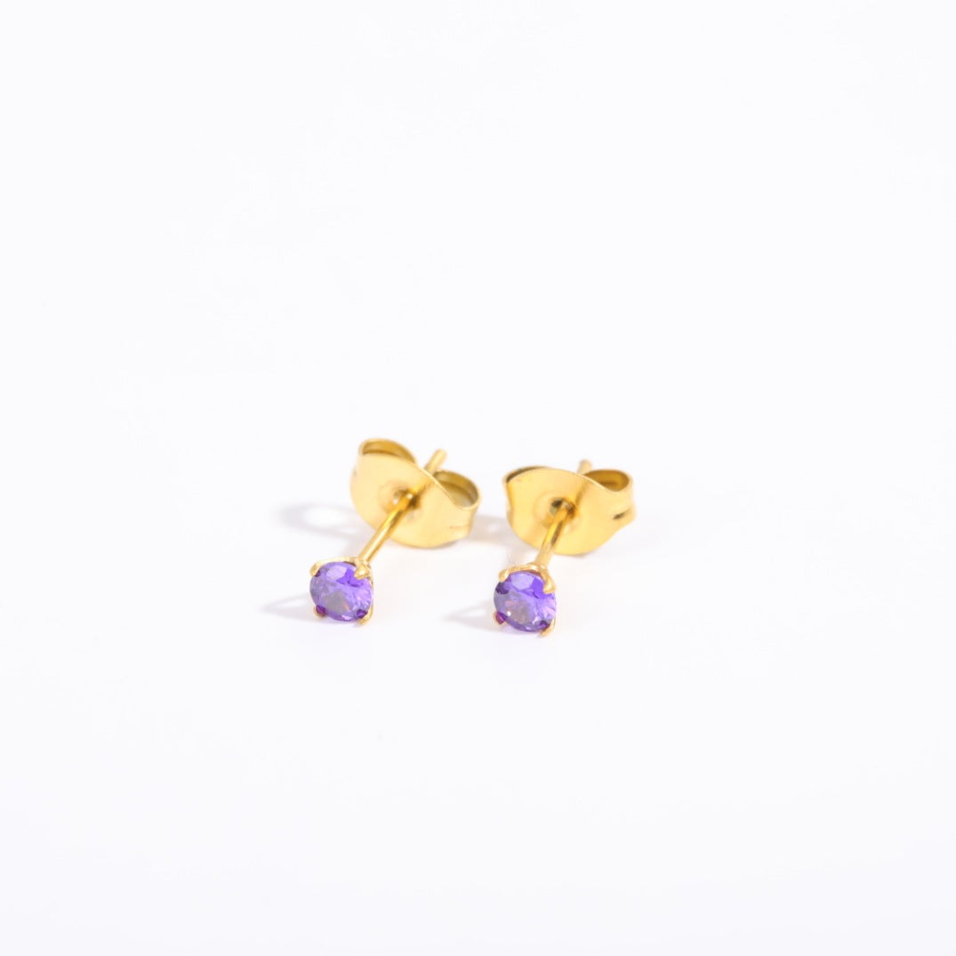 Round Geometric Titanium Steel Stud Earrings