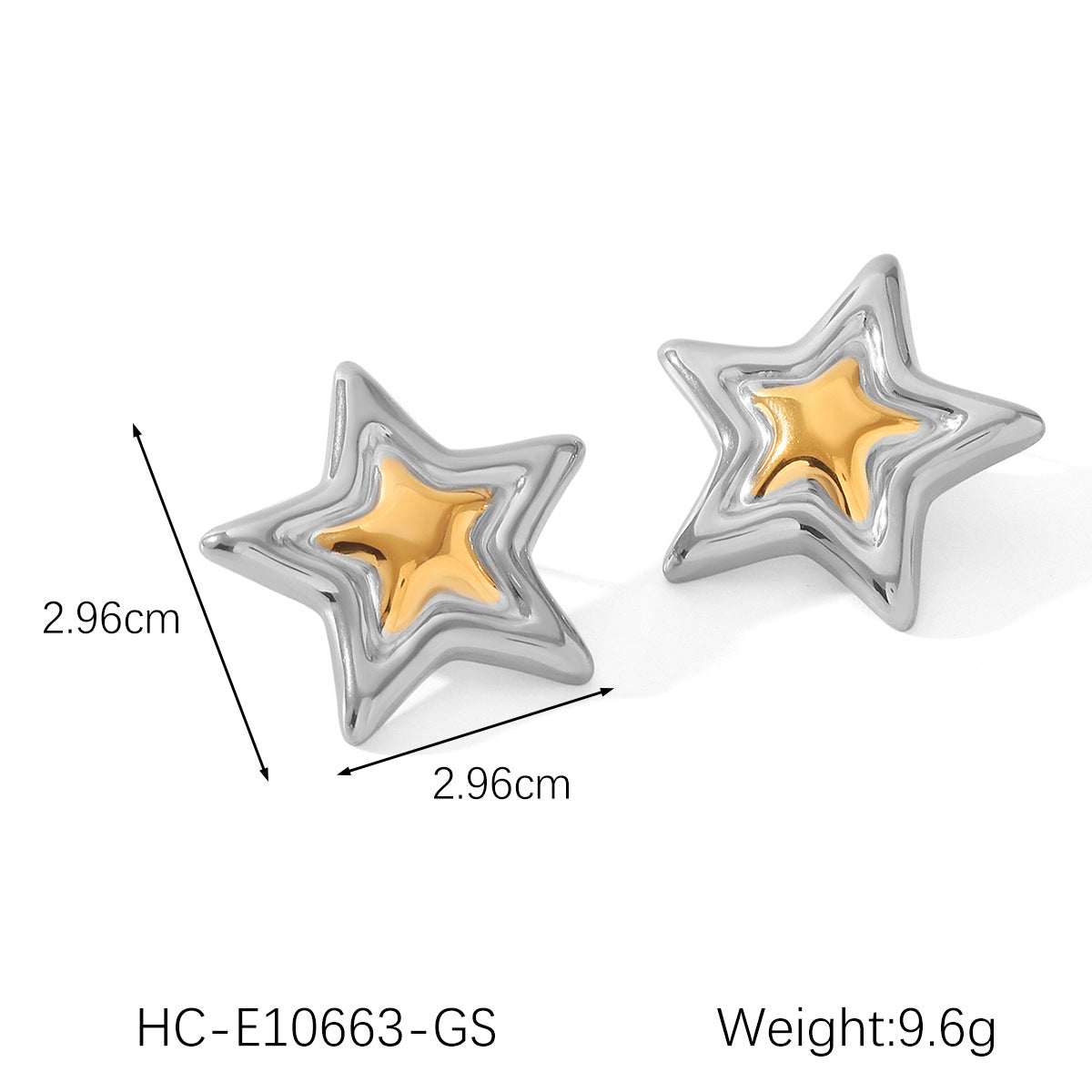 Gold And Silver Color Matching Geometric Stainless Steel Earrings For Women Niche Titanium Steel Earrings