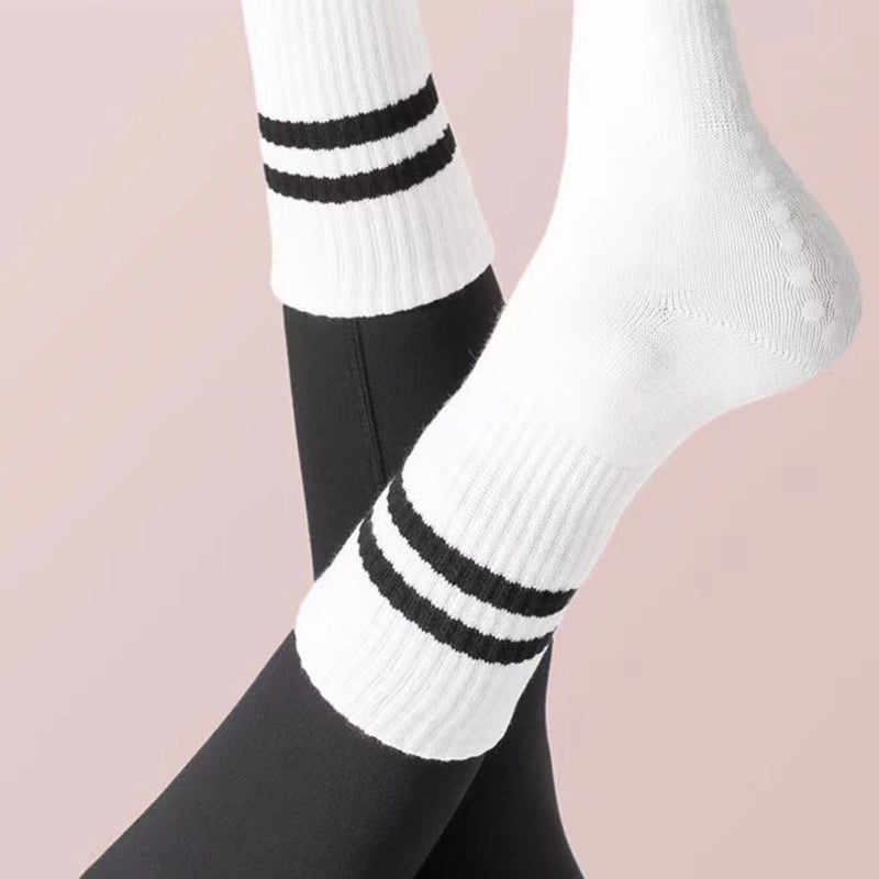 Yoga Socks Non-slip Women’s Mid-calf Length Socks Pure Cotton Fitness Dance Pilates Professional Non-slip Sports Adult Floor Socks