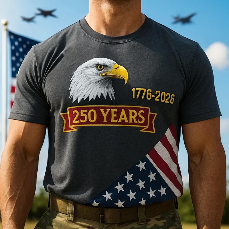 Men's Us 250th Anniversary Printed Casual Short Sleeve T-shirt artswardrobe