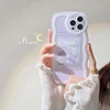 Purple Flowers Silicone Phone Case with Chain Bracelet for iPhone 7-14